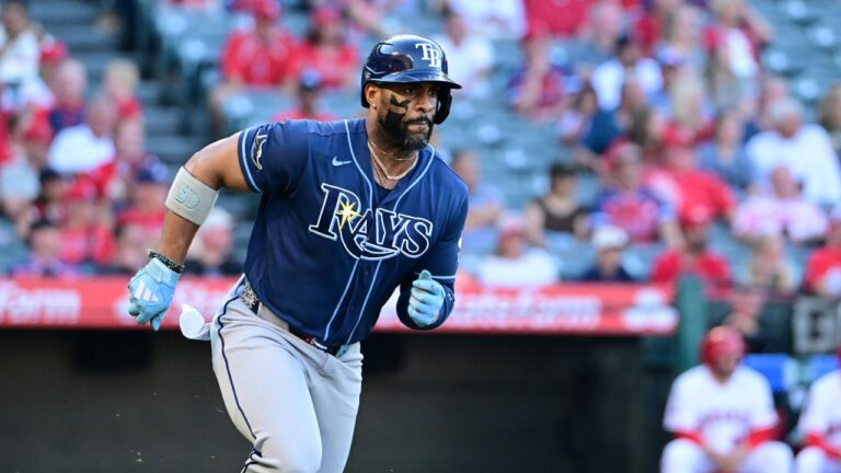 Tampa Bay Rays designated hitter Yandy Diaz (2) against the Los Angeles Angels Friday, June 12, 2026, in Anaheim, Calif. (Wally Skalij/AP)