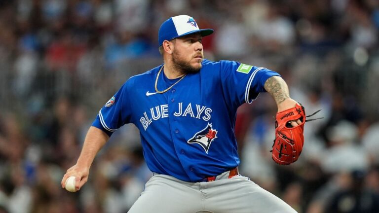 Toronto Blue Jays pitcher Yariel Rodriguez (29) works in the sixth inning of a baseball game against the Atlanta Braves, Wednesday, June 3, 2026, in Atlanta. (Mike Stewart/AP)
