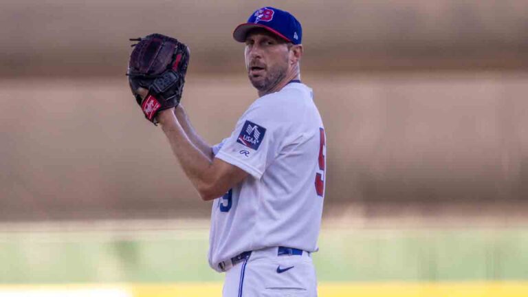 Toronto Blue Jays right-hander Max Scherzer pitches for the triple-A Buffalo Bisons on Wednesday, July 8, 2026. (Photo credit: Ethan Hutchinson | Buffalo Bisons)