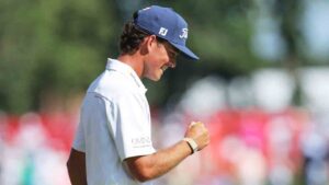 Jackson Koivun reacts after winning the 3M Open golf tournament at the Tournament Players Club Sunday, July 26, 2026, in Blaine, Minn. (Bailey Hillesheim/AP)