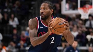 Los Angeles Clippers forward Kawhi Leonard (2) drives to the basket during the second half of an NBA basketball game against the Washington Wizards Wednesday, Jan. 14, 2026, in Inglewood, Calif. (Kyusung Gong/AP)