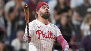 Philadelphia Phillies' Kyle Schwarber competes during the MLB baseball All-Star Home Run Derby, Monday, July 13, 2026, in Philadelphia. (Matt Slocum/AP)