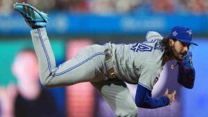 Toronto Blue Jays' pitcher Dylan Cease throws during the first inning of the MLB baseball All-Star Game between the American League and National League, Tuesday, July 14, 2026, in Philadelphia. (Matt Rourke/AP)