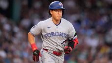 Kazuma Okamoto scratched from Blue Jays lineup with left knee contusion