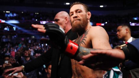 Conor-McGregor-walks-out-of-the-arena-after-a-UFC-fight-in-Las-Vegas