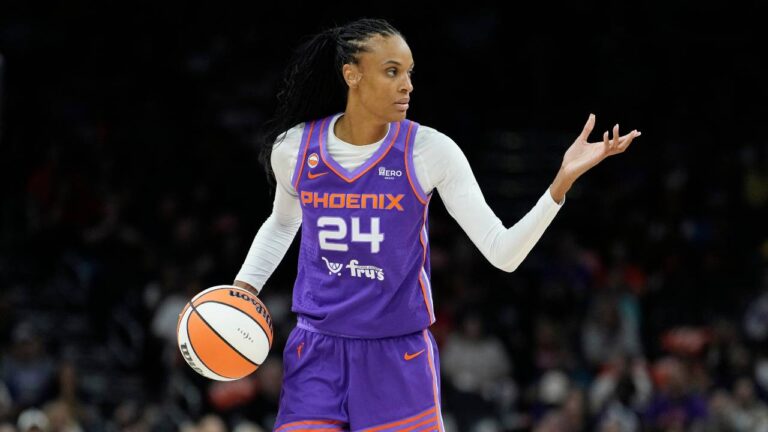 Phoenix Mercury forward DeWanna Bonner dribbles the ball against the Indiana Fever during the second half of a WNBA basketball game, Thursday, July 9, 2026, in Phoenix. (Ross D. Franklin/AP)