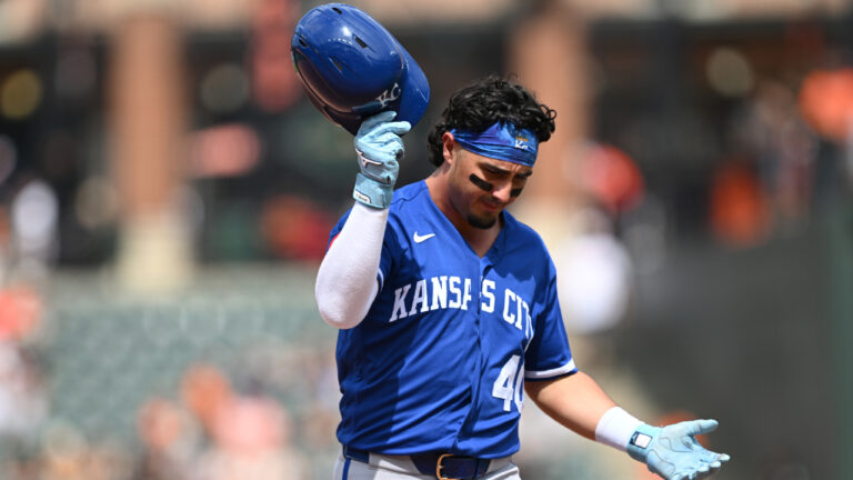 Kansas City Royals' Josh Rojas reacts after the third out in the sixth inning of a baseball game against the Baltimore Orioles on Sunday, July 12, 2026, in Baltimore. (Gail Burton/AP)