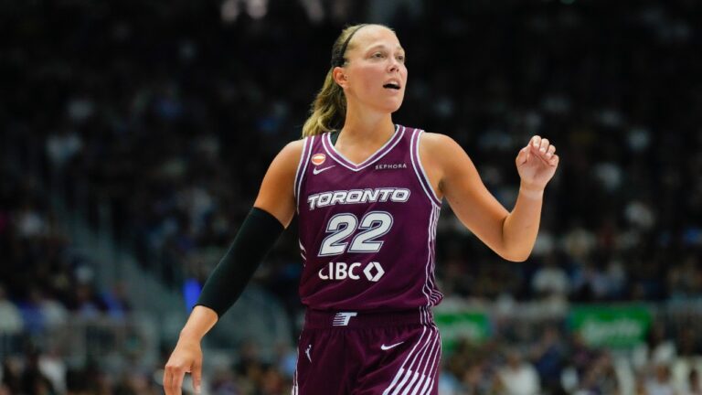 Toronto Tempo's Julie Allemand is seen during WNBA basketball action against Golden State Valkyries in Toronto on Wednesday, July 8, 2026. (Chris Young/CP)