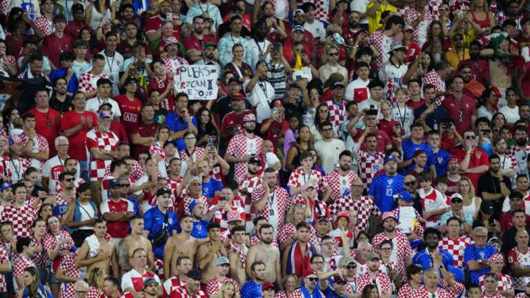 Croatia fans are dejected after the Portugal win during the second half of a World Cup round of 32 soccer match, in Toronto on Thursday, July 2, 2026. THE CANADIAN PRESS/Frank Gunn