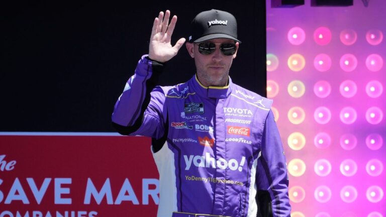 Denny Hamlin during a NASCAR Cup Series auto race event at Sonoma Raceway, Sunday, June 28, 2026, in Sonoma, Calif. (AP Photo/Jeff Chiu)