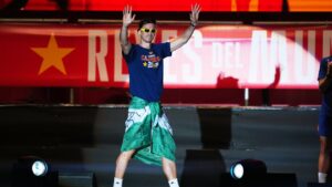 Spain's Fabian Ruiz waves during celebrations of the national team at Cibeles Square in Madrid on Monday, July 20, 2026, after Spain defeated Argentina in the World Cup final in East Rutherford, N.J., near New York. (AP Photo/Manu Fernandez)