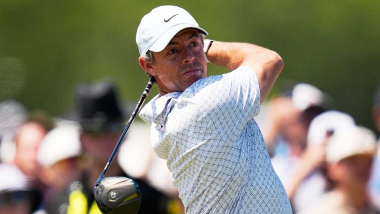 Rory McIlroy on the ninth hole during the final round of the U.S. Open at Shinnecock Hills Golf Club in Southampton, N.Y., on Sunday, June 21, 2026. (Seth Wenig/AP)