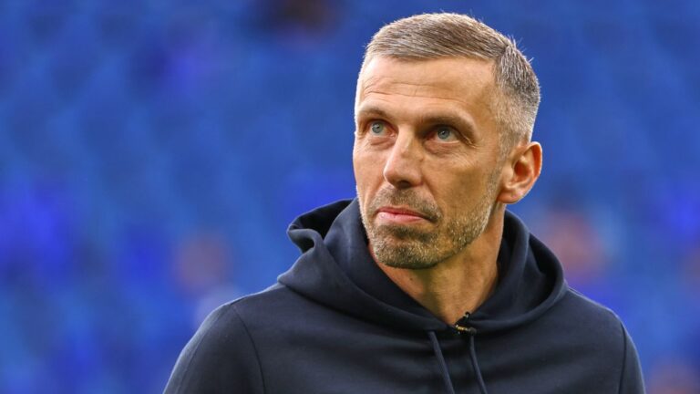 Ipswich coach Gary O'Neil ahead of a match in Strasbourg, eastern France, on Thursday, May 7, 2026. (Antonin Utz/AP)