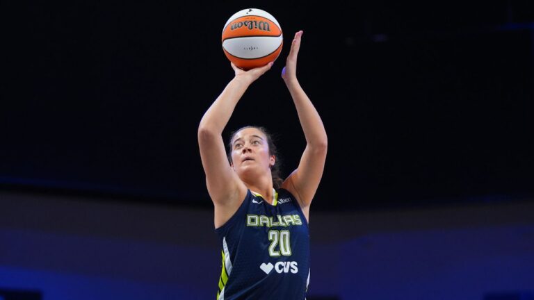 Dallas Wings' Maddy Siegrist during a WNBA game against the Minnesota Lynx in Arlington, Texas, on Sunday, June 28, 2026. (LM Otero/AP)