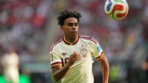 Lamine Yamal during Spain's World Cup match against Uruguay in Zapopan, near Guadalajara, Mexico, on Friday, June 26, 2026. (Eduardo Verdugo/AP)