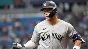 Aaron Judge during a game against the Tampa Bay Rays, on Saturday, April 11, 2026, in St. Petersburg, Fla. (Jason Behnken/AP)