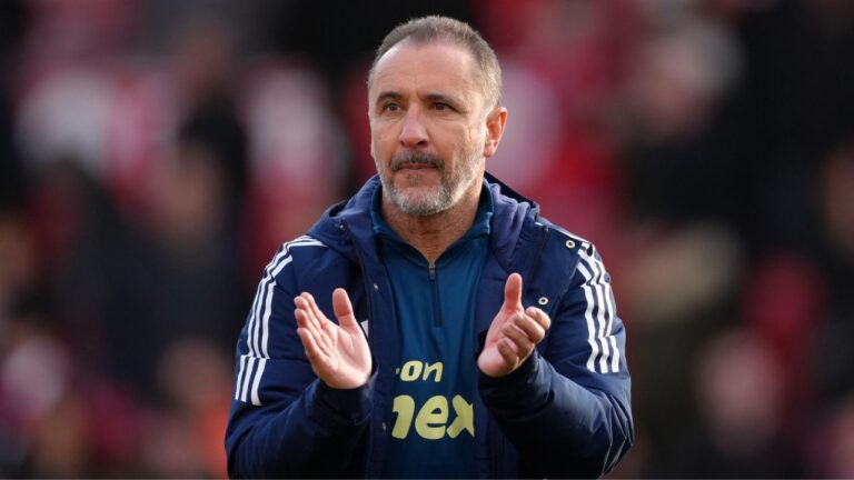 Vitor Pereira reacts during an English Premier League match between Nottingham Forest and Liverpool in Nottingham, Sunday, Feb. 22, 2026.(Dave Shopland/AP)