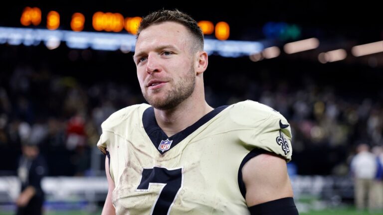 Taysom Hill after an NFL game against the New York Jets on Sunday, Dec. 21, 2025, in New Orleans. (Tyler Kaufman/AP)