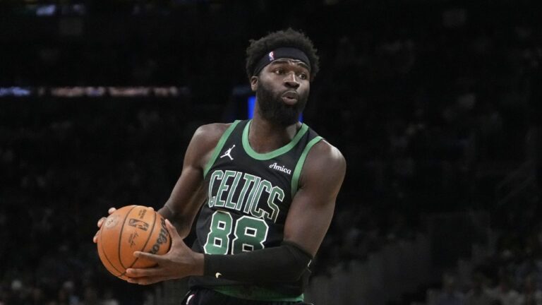 Boston Celtics centre Neemias Queta during an NBA game on Friday, April 10, 2026, in Boston. (Charles Krupa/AP)