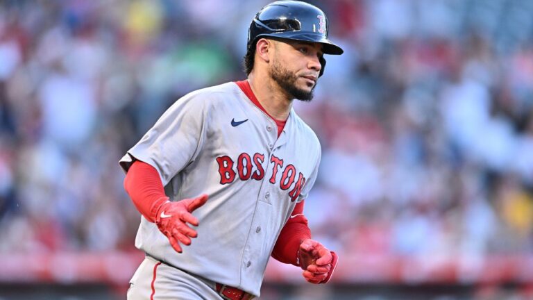 Boston Red Sox's Willson Contreras runs after hitting a three-run home run during the third inning of a baseball game against the Los Angeles Angels, Sunday, July 5, 2026, in Anaheim, Calif. (William Liang/AP)