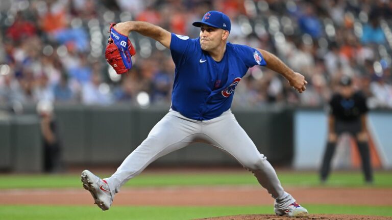 Chicago Cubs pitcher Matthew Boyd delivers a pitch against the Baltimore Orioles in the first inning of a game on Tuesday, July 7, 2026 in Baltimore, Md. (Gail Burton/AP)