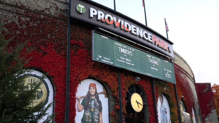 Providence Park before Game 2 in the first round of MLS Western Conference playoff action between the Portland Timbers and San Diego FC, Saturday, Nov. 1, 2025, in Portland, Ore. (Amanda Loman/AP)