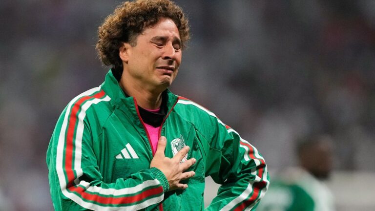 Mexico's Guillermo Ochoa reacts following the World Cup match between Mexico and England in Mexico City, Sunday, July 5, 2026. (Natacha Pisarenko/AP)