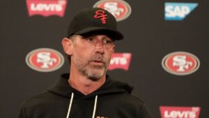 San Francisco 49ers head coach Kyle Shanahan speaks at a news conference Thursday, May 28, 2026, in Santa Clara, Calif. (Jeff Chiu/AP)