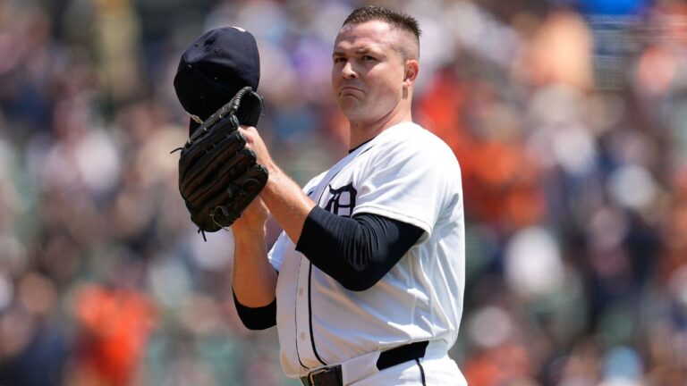 Detroit Tigers pitcher Tarik Skubal tips his hat after his 1,000th career strikeout during the first inning of a game against the Baltimore Orioles Wednesday, July 29, 2026, in Detroit. (Paul Sancya/AP)
