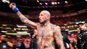 Daniel Rodriguez celebrates after winning a welterweight fight at UFC 318 in New Orleans, La., Saturday, July 19, 2025. (Ella Hall/AP)