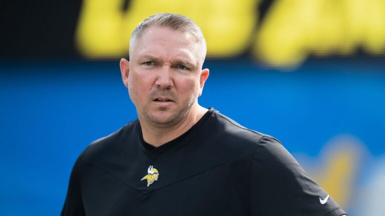 Former Minnesota Vikings assistant offensive line coach Ben Steele watches the players before an NFL game against the Los Angeles Chargers, Nov. 14, 2021, in Inglewood, Calif. (Kyusung Gong/AP)