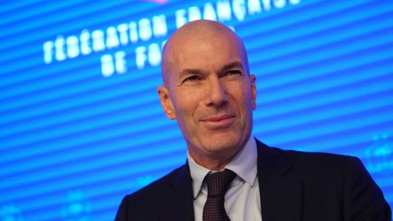 Zinedine Zidane, newly appointed coach of the France national soccer team, smiles during a media conference at the headquarters of French Football Federation headquarters in Paris, Tuesday, July 28, 2026. (Aurelien Morissard/AP)