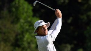 Peter Malnati hits from the 11th tee during the first round of the Rocket Classic at the Detroit Golf Club, Thursday, July 30, 2026, in Detroit. (Jose Juarez/AP)