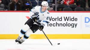 Utah Mammoth center Barrett Hayton (27) in action during the first period of an NHL hockey game against the Washington Capitals, Tuesday, March 3, 2026, in Washington. (Nick Wass/AP)