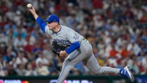 Toronto Blue Jays pitcher Louis Varland throws in the eighth inning during the MLB baseball All-Star Game between the American League and National League, Tuesday, July 14, 2026, in Philadelphia. (Matt Slocum/AP)