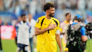 Cape Verde goalkeeper Vozinha (1) leaves the pitch after the World Cup round of 32 soccer match between Argentina and Cape Verde in Miami Gardens, Fla., Friday, July 3, 2026. (Rebecca Blackwell/AP)
