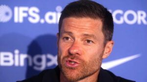 New Chelsea manager Xabi Alonso during his official unveiling in London, Monday, July 13, 2026. (Adam Davy/PA via AP)