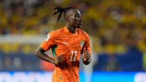 Ivory Coast's Yan Diomande (11) in action during the World Cup Group E soccer match between Ivory Coast and Ecuador in Philadelphia, Sunday, June 14, 2026. (Matt Slocum/AP)