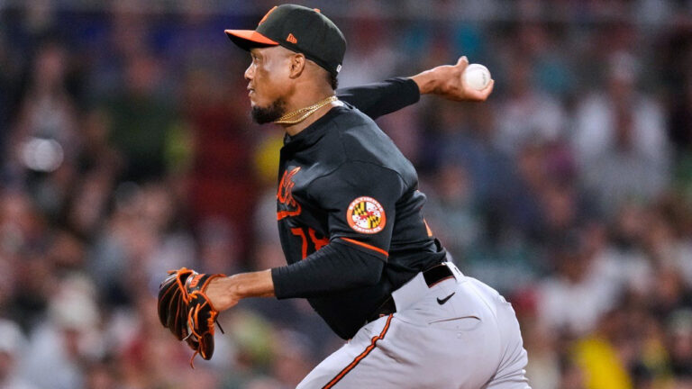 Baltimore Orioles' Yennier Cano delivers in the seventh inning during the second baseball game of a doubleheader against the Boston Red Sox, Wednesday, July 22, 2026, in Boston. (Charles Krupa/AP)