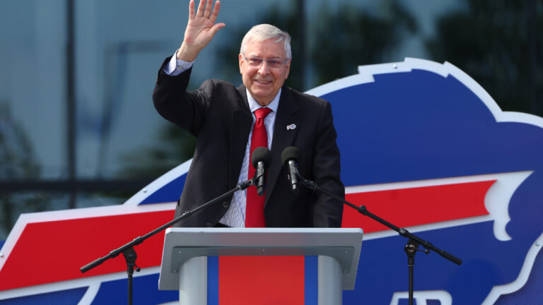 Buffalo Bills owner Terry Pegula speaks during a ribbon cutting ceremony at the new Bills Highmark Stadium in Orchard Park, N.Y., Tuesday, June 23, 2026. (Jeffrey T. Barnes/AP)