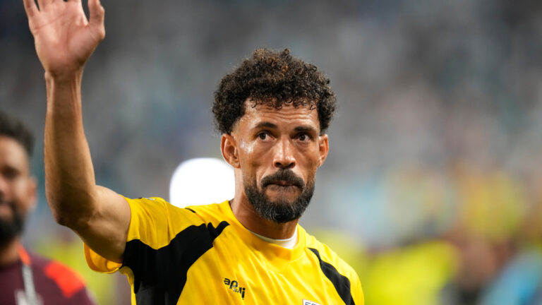 Cape Verde goalkeeper Vozinha waves after the World Cup round of 32 soccer match against Argentina in Miami Gardens, Fla., Friday, July 3, 2026. (Rebecca Blackwell/AP)