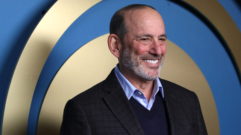 MLS soccer Commissioner Don Garber arrives at the FIFA Club World Cup 2025 Trophy Tour, Thursday, Jan. 16, 2025, in New York. (Pamela Smith/AP)