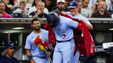 Plush red dragon flies off toy store shelves after Blue Jays homer