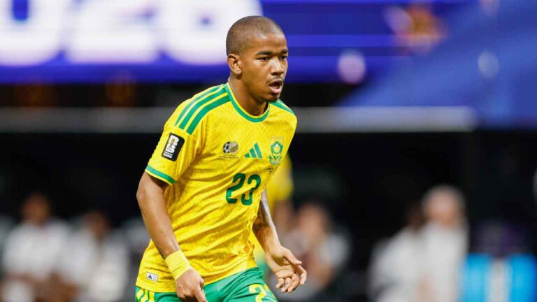 South Africa's Jayden Adams during the World Cup Group A soccer match between Czechia and South Africa in Atlanta. (Stew Milne/AP)