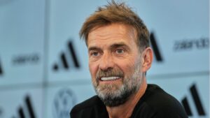 Newly appointed head coach of the German national soccer team Jurgen Klopp attends a news conference at the headquarters of the German Football Association DFB in Frankfurt, Germany, Friday, July 24, 2026. (Michael Probst/AP Photo)