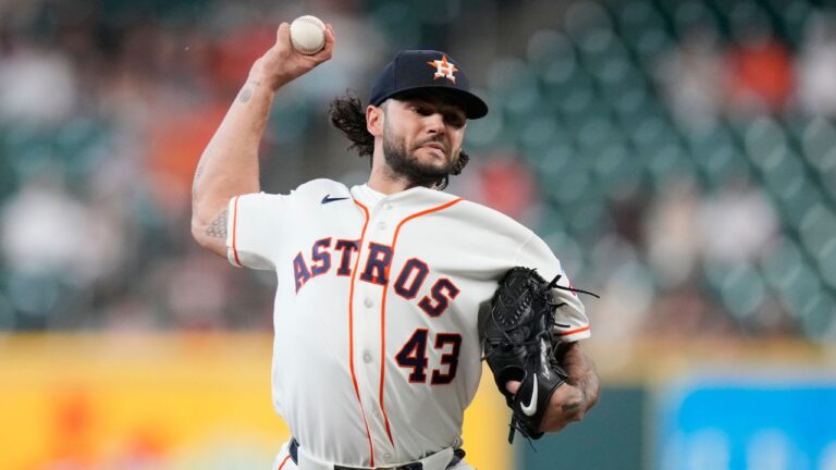 Houston Astros starting pitcher Lance McCullers Jr. throws during a baseball game against the Seattle Mariners in Houston, Wednesday, May 13, 2026. (Ashley Landis/AP)