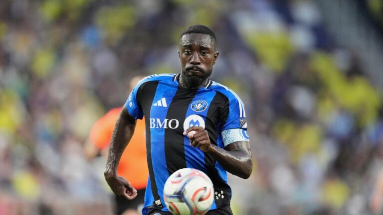 CF Montréal forward Prince Owusu plays during the first half of an MLS soccer match Wednesday, July 22, 2026, in Nashville, Tenn. (George Walker IV/AP)