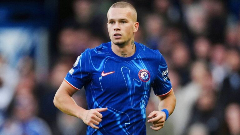 Chelsea's Mykhailo Mudryk looks on during the English Premier League soccer match between Chelsea and Newcastle at Stamford Bridge in London on Oct. 27, 2024. (Dave Shopland/AP)