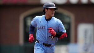 Toronto Blue Jays' Kazuma Okamoto runs the bases after hitting a grand slam during the first inning of a baseball game against the San Francisco Giants Wednesday, July 8, 2026, in San Francisco. (Jeff Chiu/AP Photo)