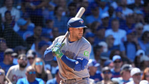 Toronto Blue Jays George Springer plays against the Chicago Cubs in a baseball game Friday, June 19, 2026, in Chicago. (David Banks/AP)